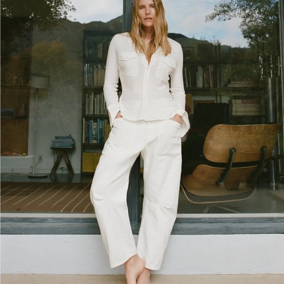 Nili Lotan white Shon tapered barrel ankle trouser pants - size 10 (Medium) - Picture 6 of 8